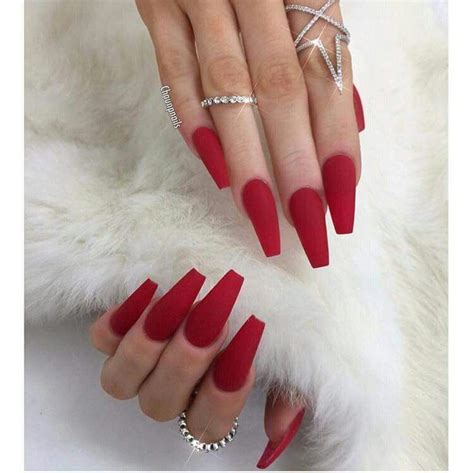 Red Coffin Shape With Matte Nails Red Nails Red Matte Nails Matte