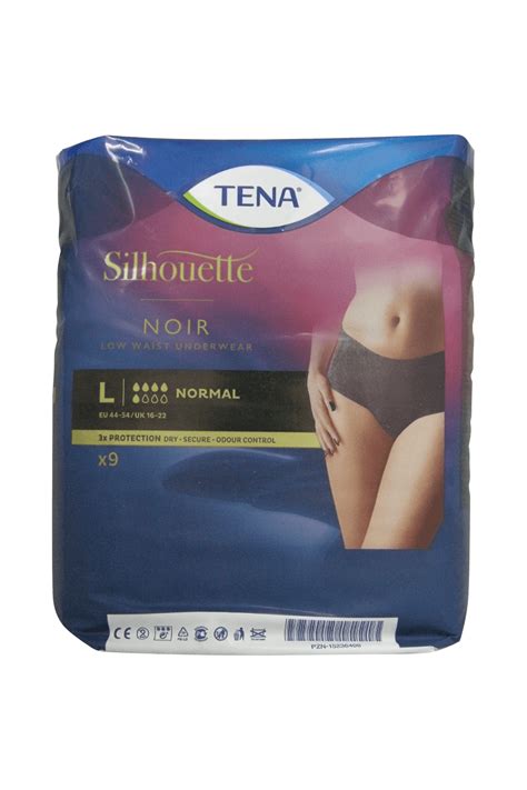 Tena Silhouette Normal Low Waist Noir Large 9 Pack