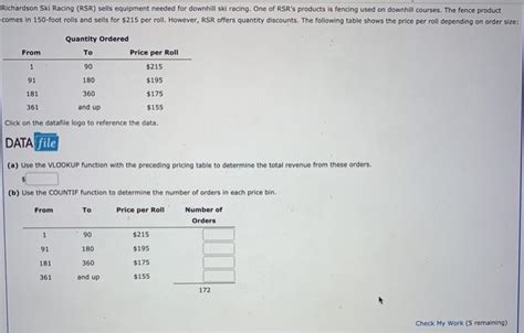 Solved To 1 90 91 180 Richardson Ski Racing Rsr Sells