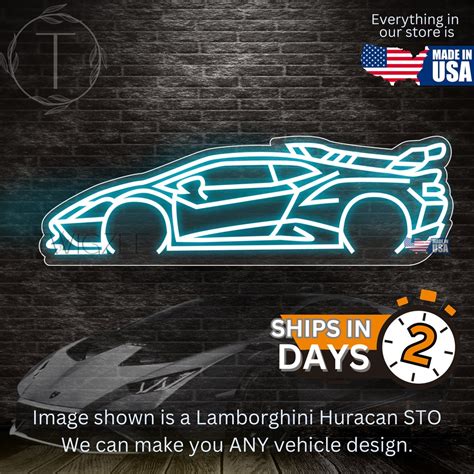 Lamborghini Huracan STO Neon Silhouette Sign I Garage Neon I Etsy