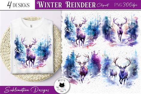 Watercolor Reindeer Winter Clipart Graphic By Ivy’s Creativity House · Creative Fabrica