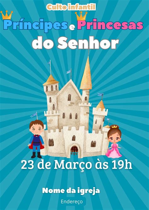 Príncipes e Princesas do Senhor Convite Culto Infantil Elo7