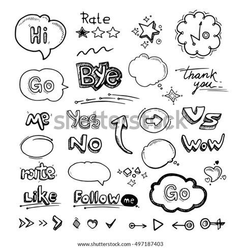 Vector Hand Drawn Set Speech Bubbles Stock Vector Royalty Free 497187403