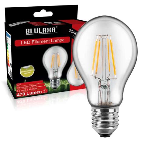 Blulaxa Led Filament Lampe A E W Lm Ww Doppelpack Eek F