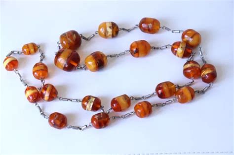 50GR AMBER Necklace Natural Egg Yolk Butterscotch Color Vintage 139 99