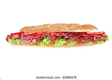 French Sandwich Fresh White Baguette Chicken Stock Photo