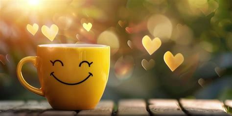 Premium Photo Cheerful Morning Coffee With Smileyfaced Mug And Heart