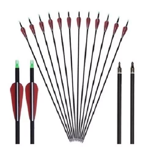 Kit Flechas Fibra Carbono Arco Composto Recurvo Spine