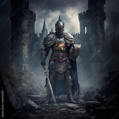 Medieval Fantasy Knight In Plate Armor Dnd Universe Avatar Generative