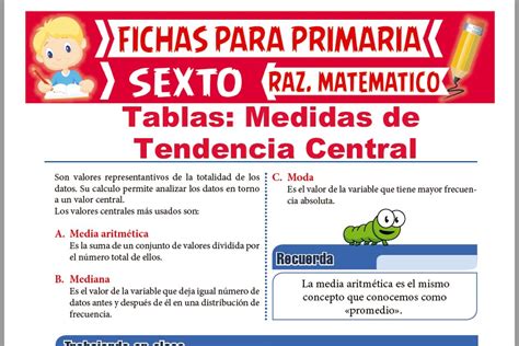 Medidas De Tendencia Central Para Sexto De Primaria Actividades 2023