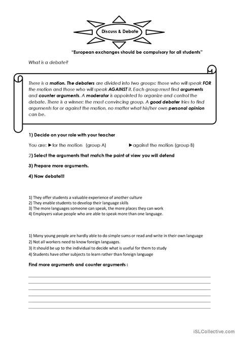 how to debate in class: English ESL worksheets pdf & doc