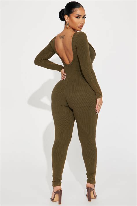 Devin Mineral Wash Rib Jumpsuit Olive Fashion Nova Jumpsuits