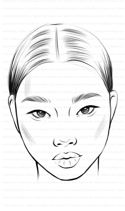 Asian Female Faces Coloring Page Adult Coloring Page Procreate