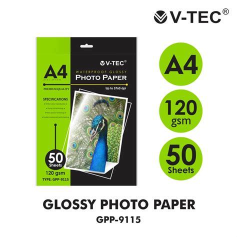 Jual VTEC Glossy Photo Paper Kertas Foto A4 120 Gsm GPP 9115 WP