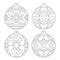 Christmas Balls Stencil Vector Outline Image On A White Background