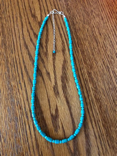 Natural Turquoise Beaded Necklaces 20 Inches Turquoise Beaded