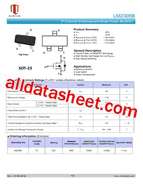 S5B Marking LM2305B Datasheet PDF Shanghai Leiditech Electronic