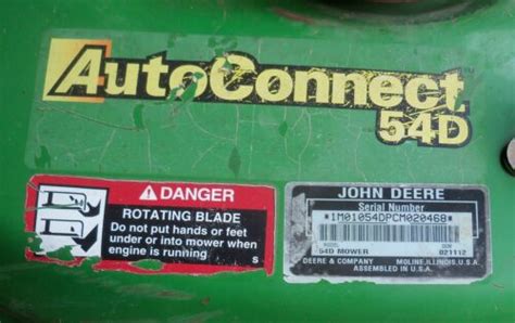 John Deere 54d 54 D Auto Connect Mower Deck 1023e 1025r 1026r Sandusky Oh Ebay