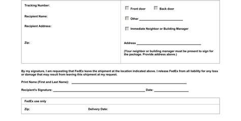 Fedex Signature Release Form 2023 Printable Forms Free Online