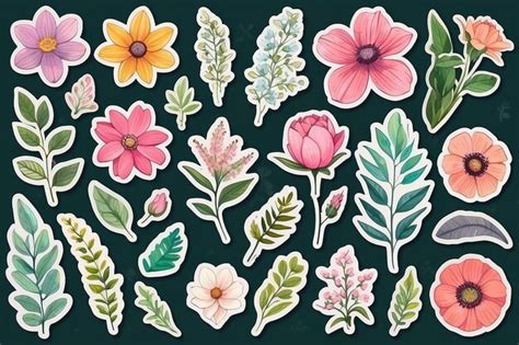 Premium Photo Floral Sticker Collection