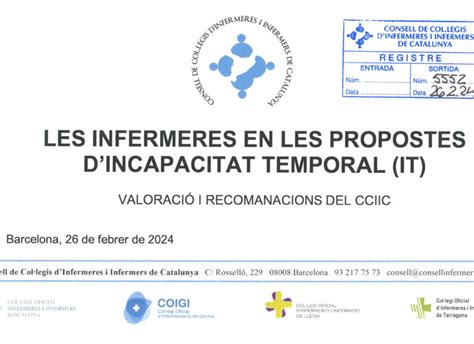 Valoració i recomanacions del CCIIC sobre les infermeres en les