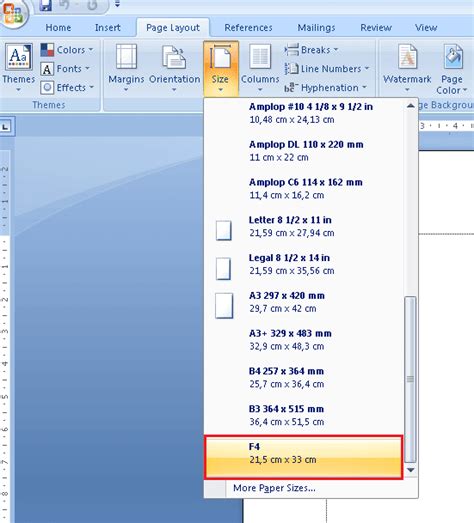 Cara Menambah Ukuran Kertas F4 Di Microsoft Word 2010 Lembar Edu