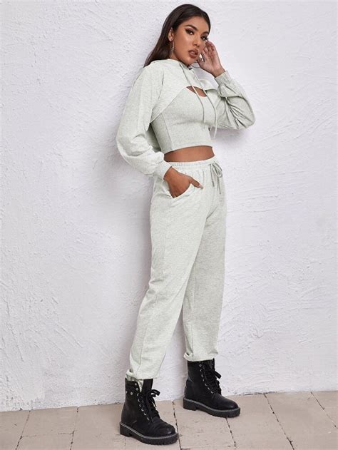 Shein Colorblock Pullover And Contrast Sideseam Sweatpants Set