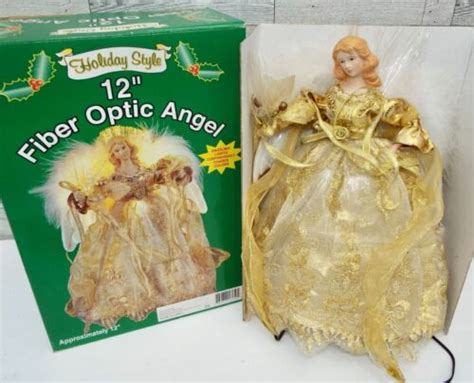 Vintage Holiday Style Fiber Optic Christmas Angel Tree Topper Or