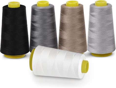 Sewing Thread 100 Polyester Spools 5 Colours 3000 Yard Spools Overlock