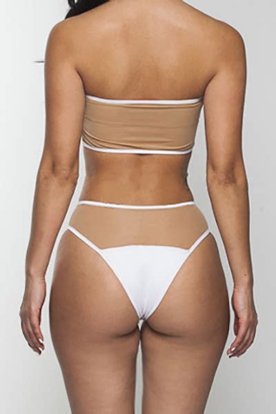 Cheap Sexy Hollow Out Mesh Patchwork Solid White Two Piece Bikini Swimwear Bikinis Swimwear