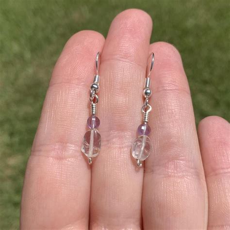 Amethyst And Quartz Crystal Earrings In Silver Made Depop