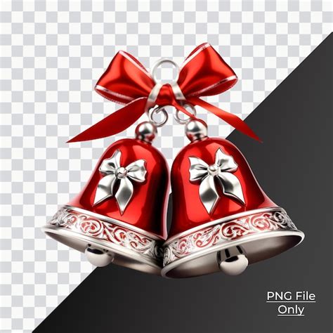 Decoração de sinos de natal vermelho amplificador prata apenas png psd