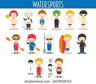 Vector Set Watersports Cartoon Style Stock Vector Royalty Free