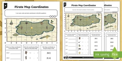 Pirate Map | Coordinate Plane Treasure Map Activity - Twinkl