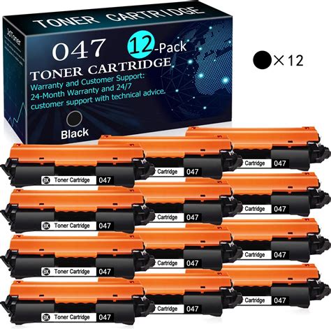 JdToner 12 Pack Black Replacement 047 Toner Cartridge Compatible For