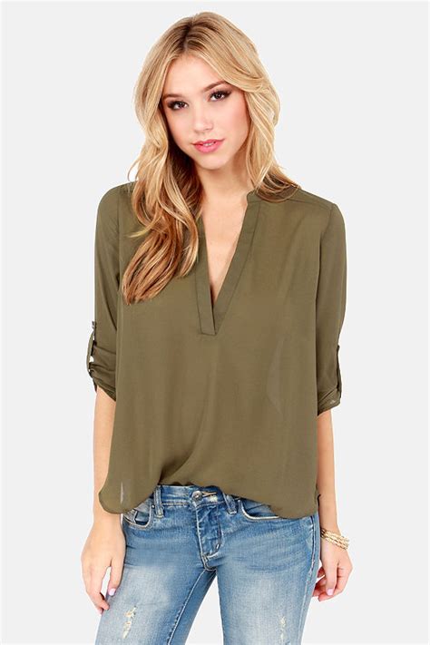 Cute Olive Green Top V Neck Top Olive Top 37 00 Lulus