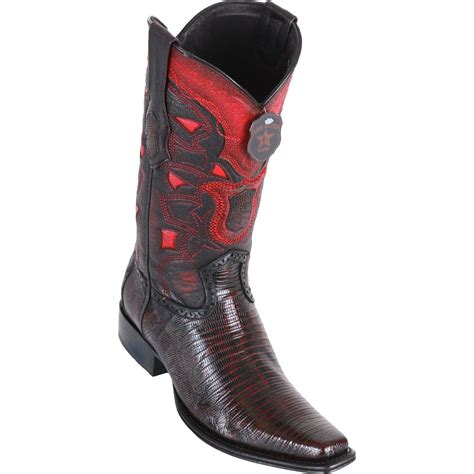 Shop Los Altos Mens European Square Toe Teju Lizard Black Cherry Cowboy