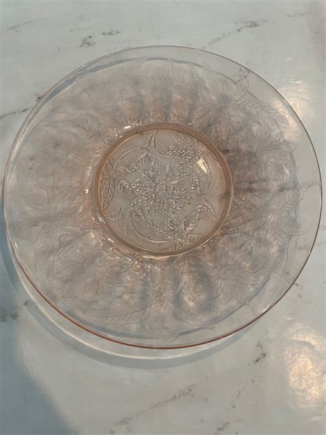 Antique Pink Floral Depression Glass Saucers Set Of 2 Etsy