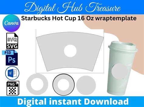 Starbucks Hot Cup Template Svg 16 Oz Starbucks Full Wrap Template Svg 16 Oz Hot Cup Template