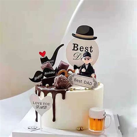 Ins Fathers Day Hat Mustache Set Paper Card Cake Topper Baking Props