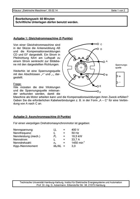 Ws Altklausuren Klausur Elektrische Maschinen