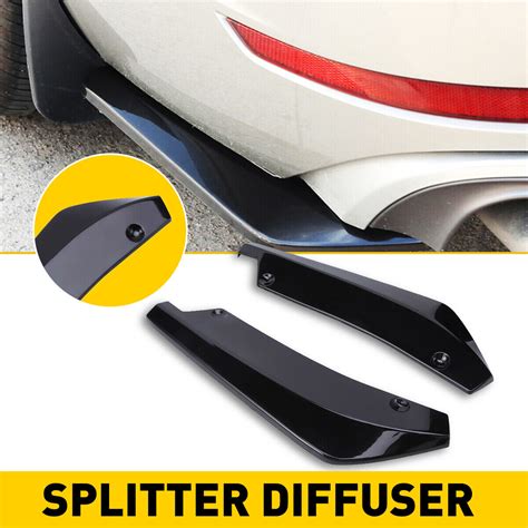 Universal Car Auto Glossy Black Rear Bumper Splitter Lip Diffuser