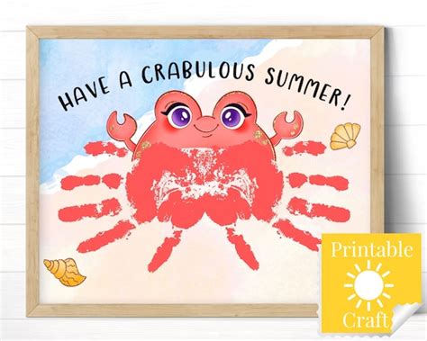 Summer Crab Handprint Craft For Preschool Or Daycare Toddler Etsy