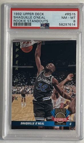 1992 Upper Deck RS15 Shaquille O Neal Magic Rookie Standouts PSA 8 NM