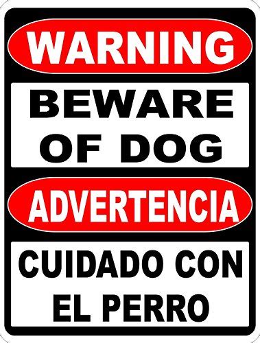 Glad Grace Warning Bilingual Beware Of Dog Sign English And Spanish