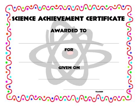 Science Achievement Certificate Template - Varicolored Download Printable PDF | Templateroller