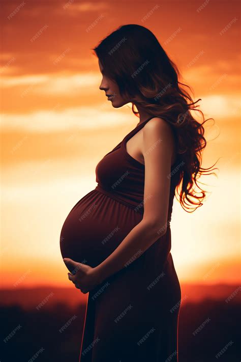 Premium AI Image | Pregnant Woman Silhouette at Sunset