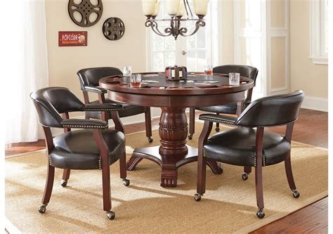 Lacks Tournament 6 Pc Convertible Game Table Set Round Dining Table