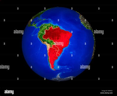 Miembros Del Mercosur En El Planeta Planeta Tierra Con Las Fronteras Del País Extremadamente