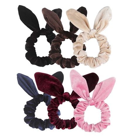 Ondder Pack Hair Scrunchies Rabbit Bunny Ear Bow Bowknot Scrunchies